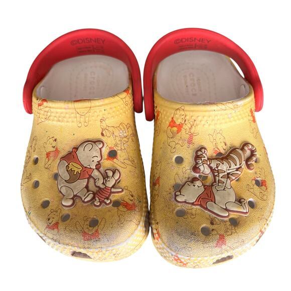 CROCS Winnie Tigger Piglet yellow orange waterproof slip on flip sandals sz 6 - Picture 1 of 8
